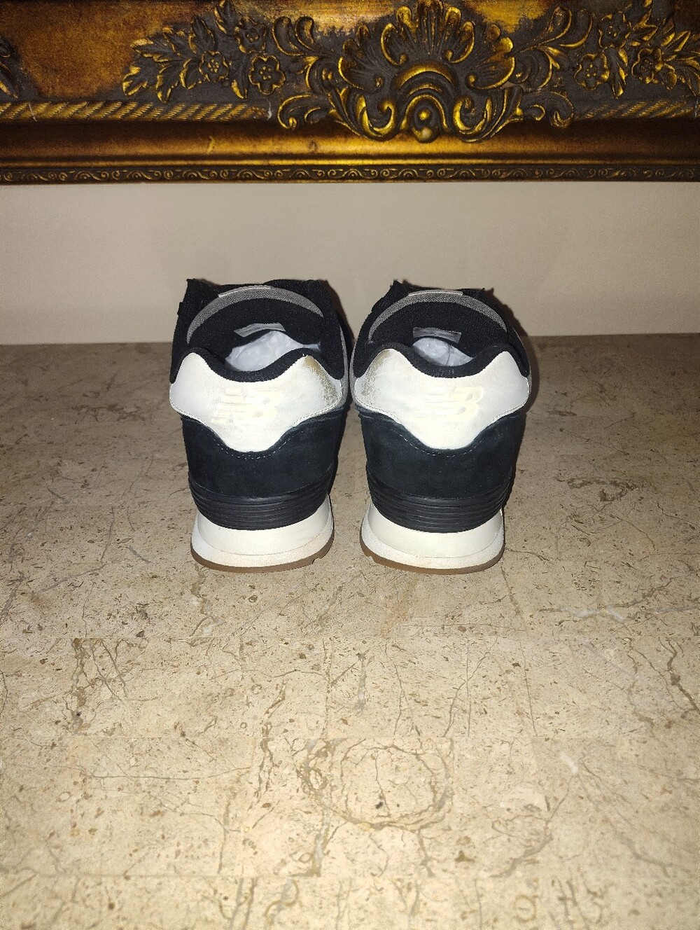 New Balance 574 Black and Gray Retro Runner Sneakers - Picture 6 of 10